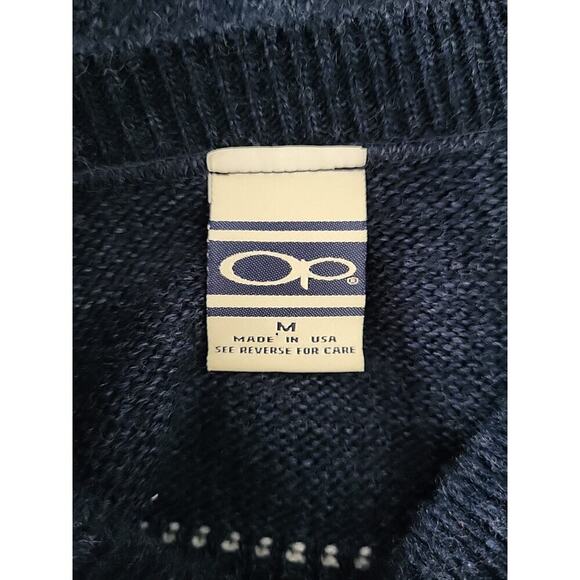 VTG Ocean Pacific OP Sweater Women M Navy White Fair Isle Knit USA Made 90s Surf - Picture 5 of 9